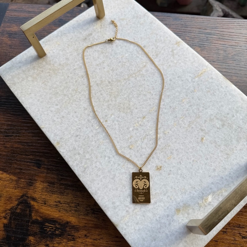 Gold Aries Zodiac Necklace